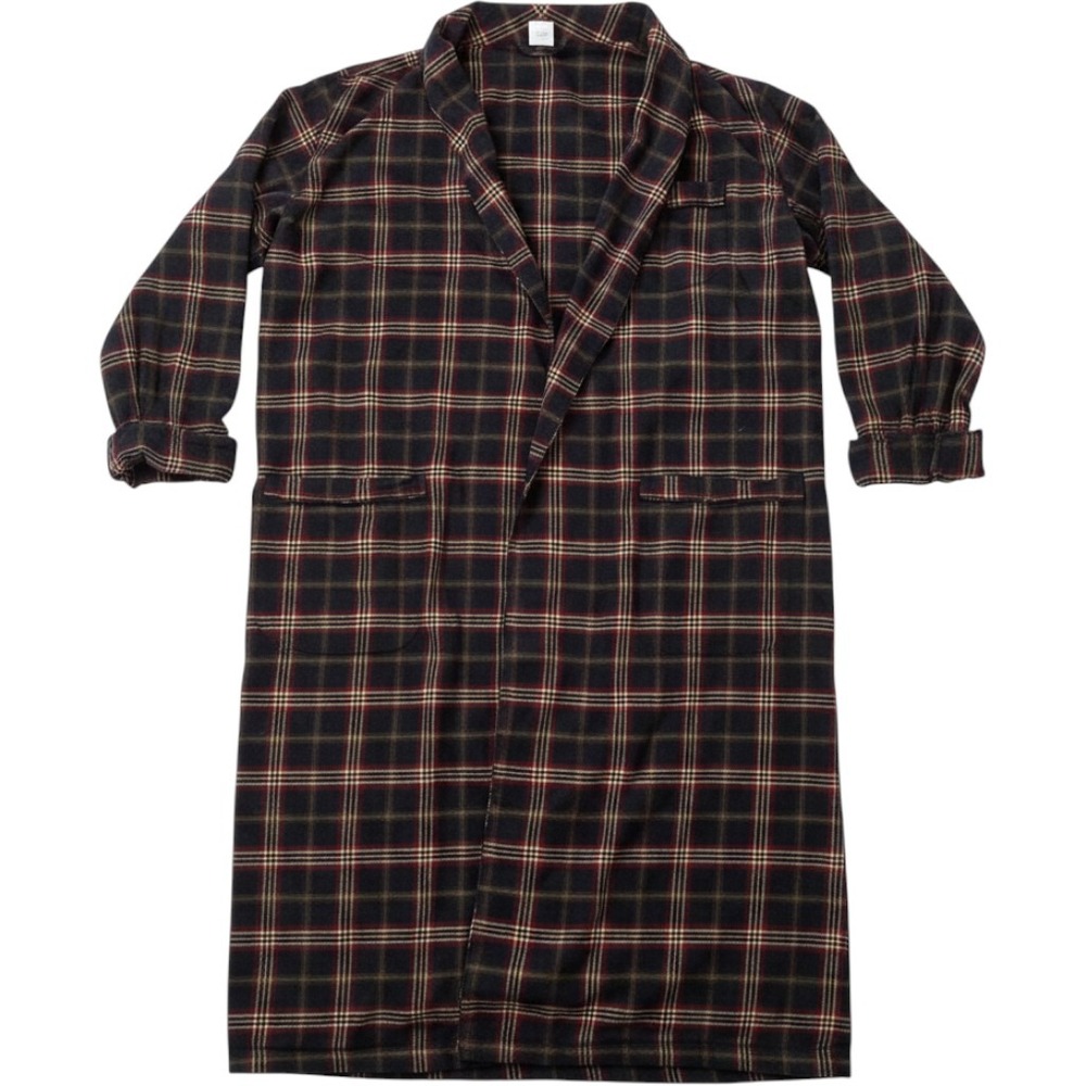 Brooks Brothers Mens Navy Red Plaid Cotton Robe Shawl Collar Loungewear Large